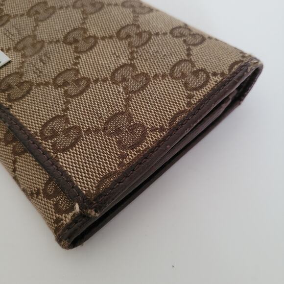 GUCCI GG Guccissima Logo Canvas Leather Wallet Long Bifold Brown Fair Vintage - Picture 11 of 11